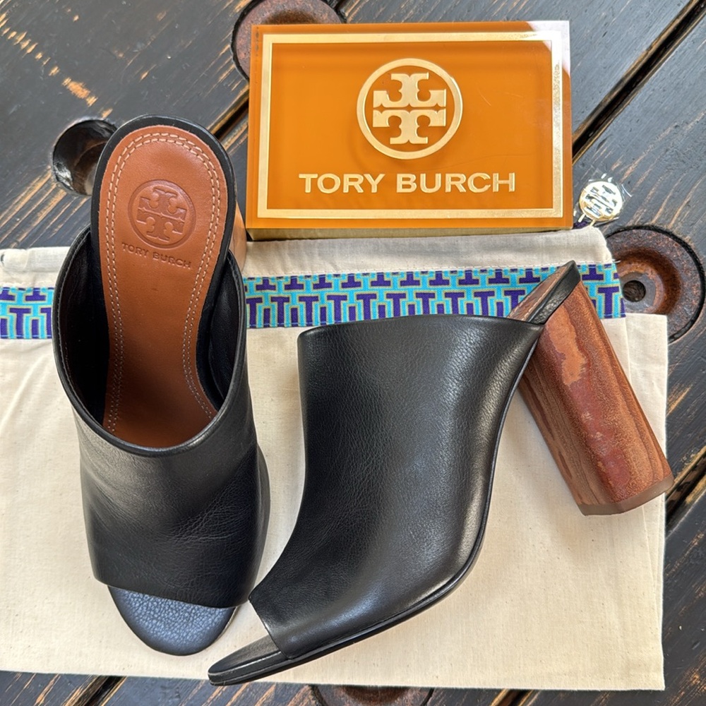 NWT - Tory Burch Raya Block Heel Mules & Dust Bag